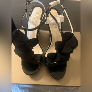 Badgley Mischka Black Heels with Floral Accent